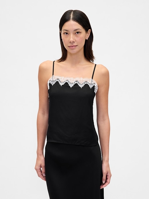 Image number 1 showing, Lace-Trim Crop Cami