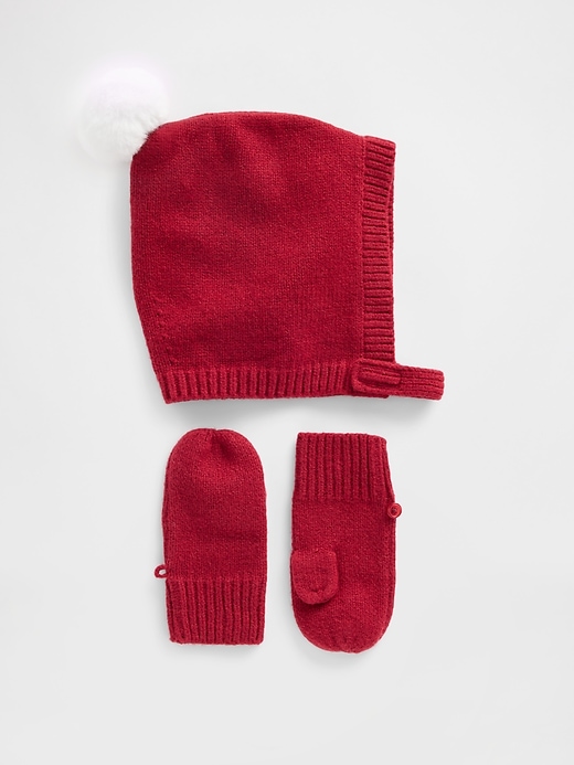 Image number 1 showing, Baby & Toddler CashSoft Pom Hat & Mittens Set