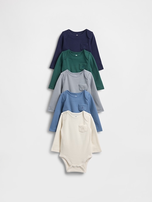 Image number 1 showing, Baby First Favorites Softspun Waffle Pocket Bodysuit (5-Pack)