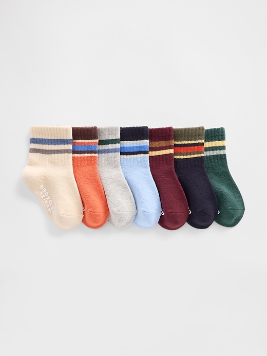Image number 1 showing, Baby & Toddler Stripe Quarter Crew Socks (7-Pack)