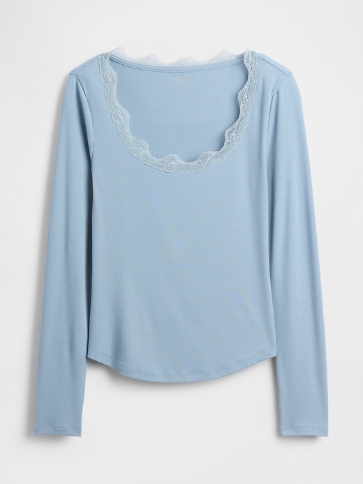 Image number 6 showing, Mini Rib Lace-Trim PJ Top