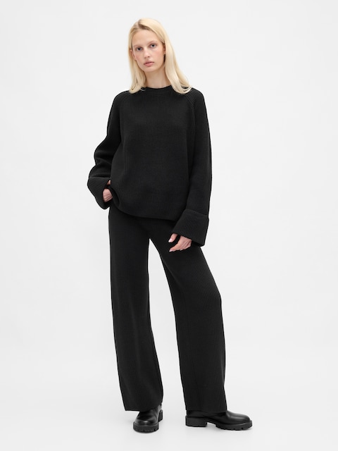 CashSoft Shaker-Stitch Sweater Pants