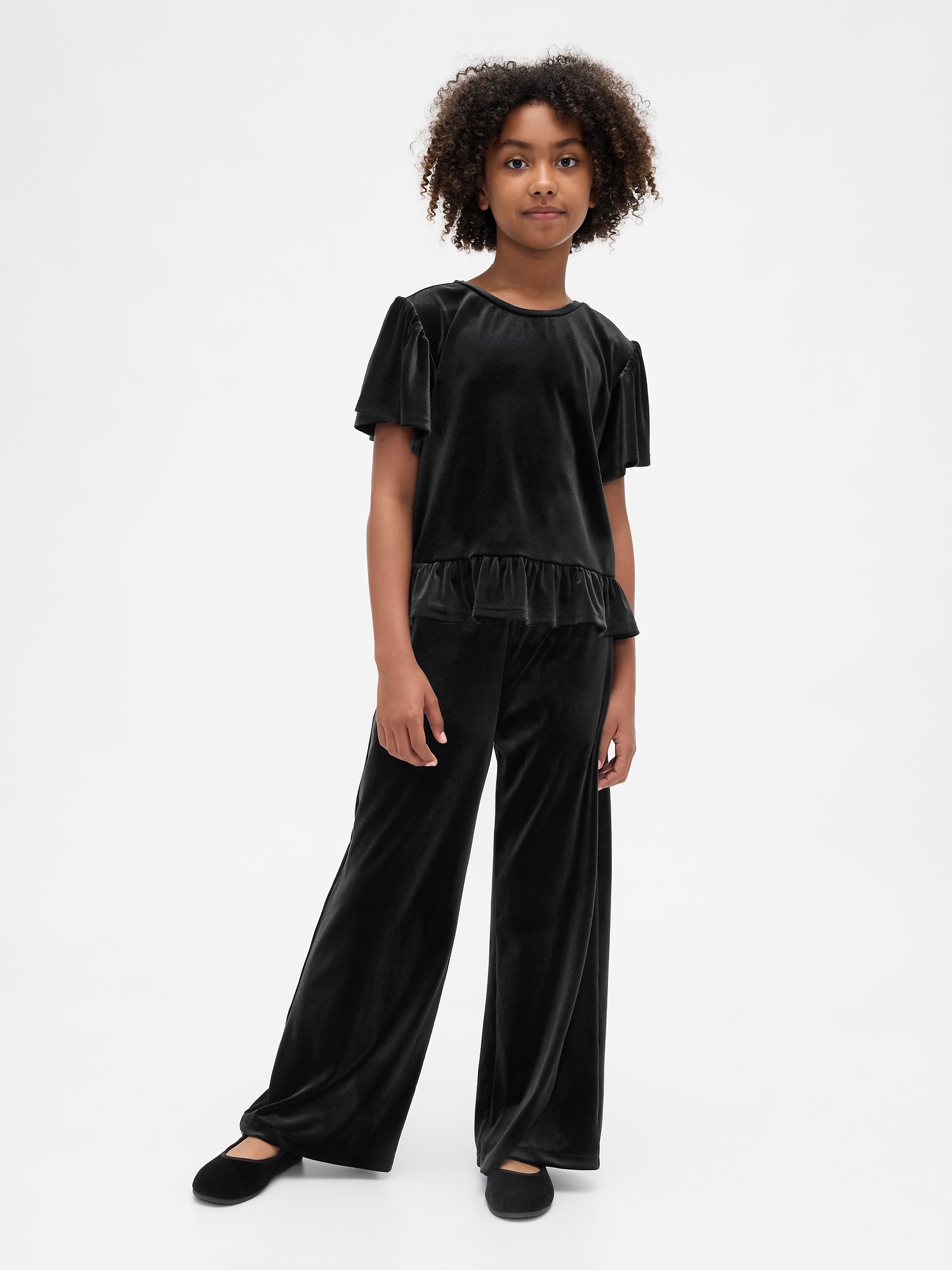 Kids Velvet Wide-Leg Pants