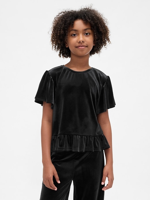 Image number 1 showing, Kids Velour Peplum Top