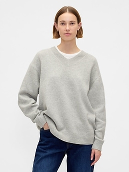 CashSoft Oversized V-Neck Sweater | Gap
