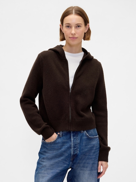 VESTE À CAPUCHON EFFET CACHEMIRE