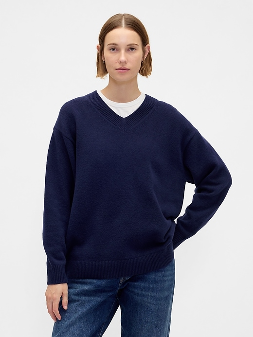 Image number 1 showing, CashSoft Oversized V-Neck Sweater