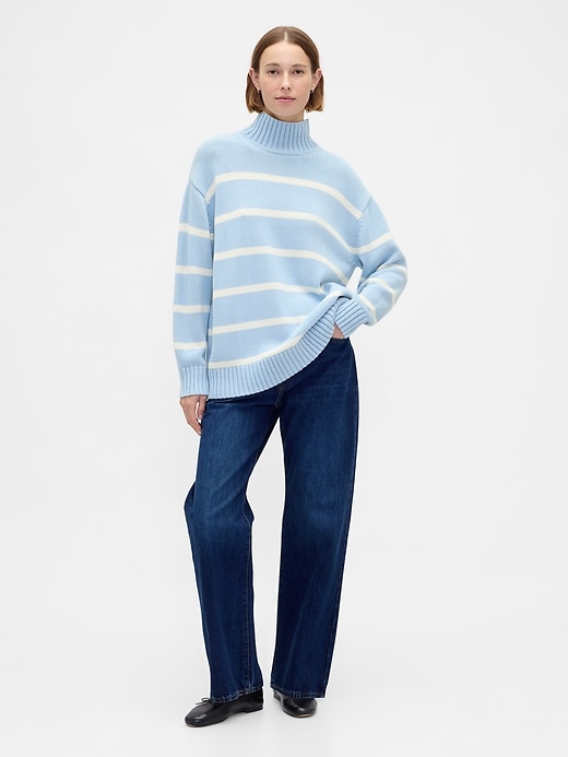Image number 2 showing, 100% Cotton Oversized Mockneck Sweater