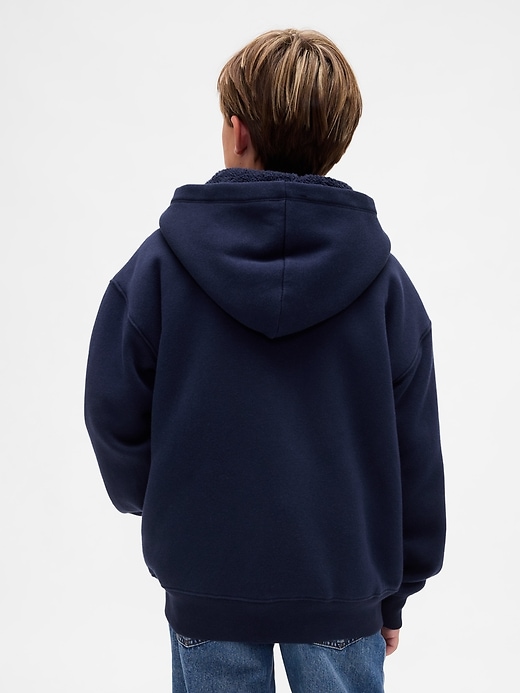 Image number 3 showing, Kids Relaxed Sherpa-Lined Zip Logo Hoodie