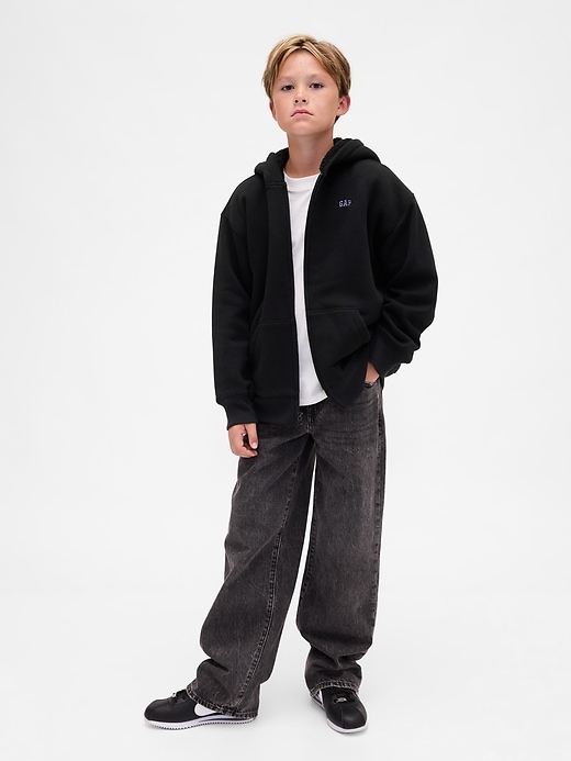Image number 4 showing, Kids Relaxed Sherpa-Lined Zip Logo Hoodie