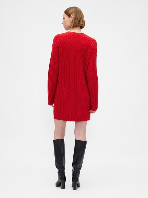 Image number 2 showing, CashSoft Cable-Knit Mini Sweater Dress