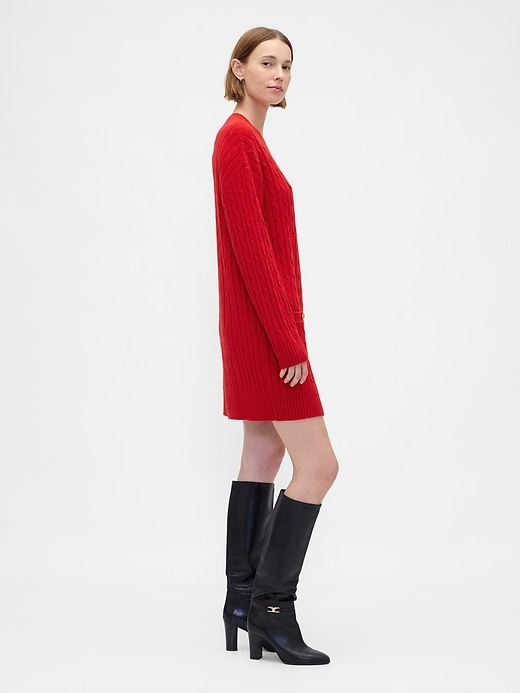 Image number 3 showing, CashSoft Cable-Knit Mini Sweater Dress