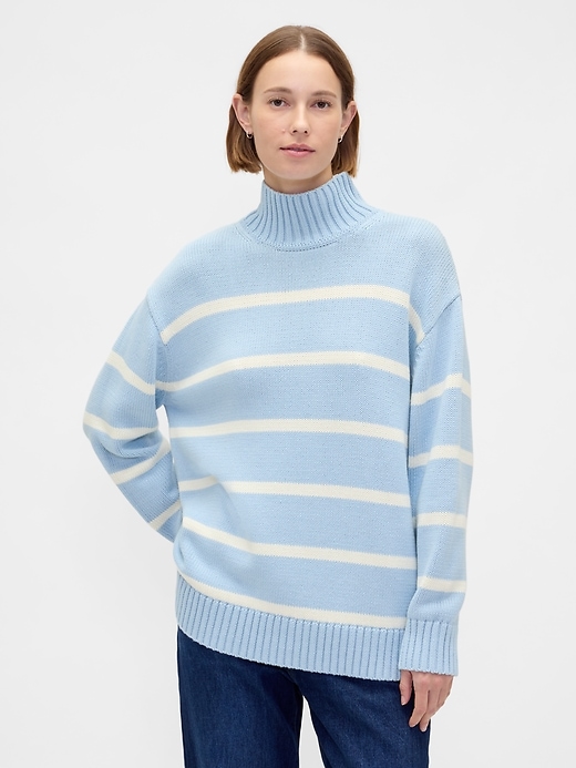 Image number 1 showing, 100% Cotton Oversized Mockneck Sweater