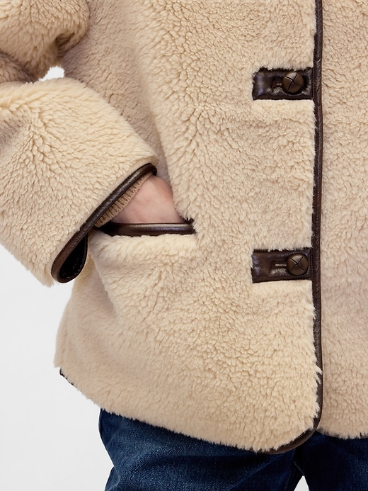 Image number 4 showing, Recycled Sherpa & Vegan Leather-Trim Jacket