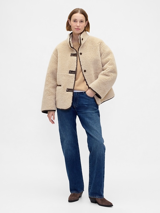 Image number 2 showing, Recycled Sherpa & Vegan Leather-Trim Jacket