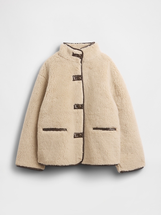 Image number 5 showing, Recycled Sherpa & Vegan Leather-Trim Jacket