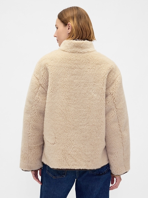 Image number 3 showing, Recycled Sherpa & Vegan Leather-Trim Jacket