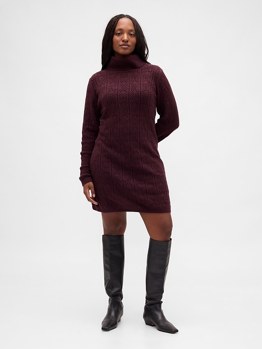 Image number 5 showing, CashSoft Pointelle Turtleneck Sweater Dress