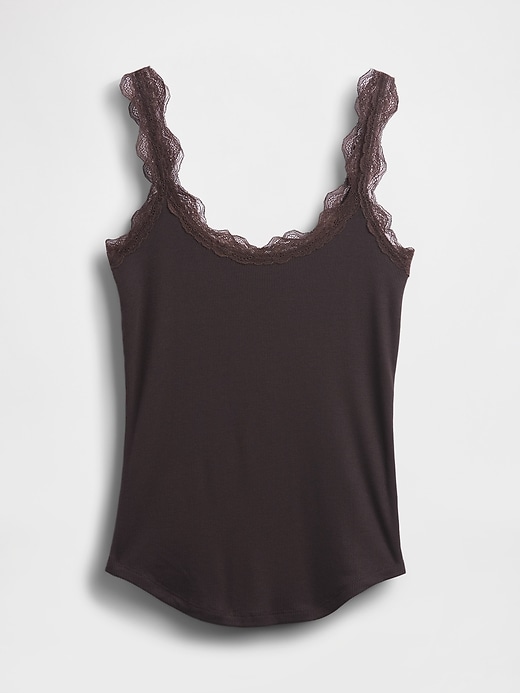 L'image numéro 5 présente Camisole de pyjama en dentelle finement côtelée