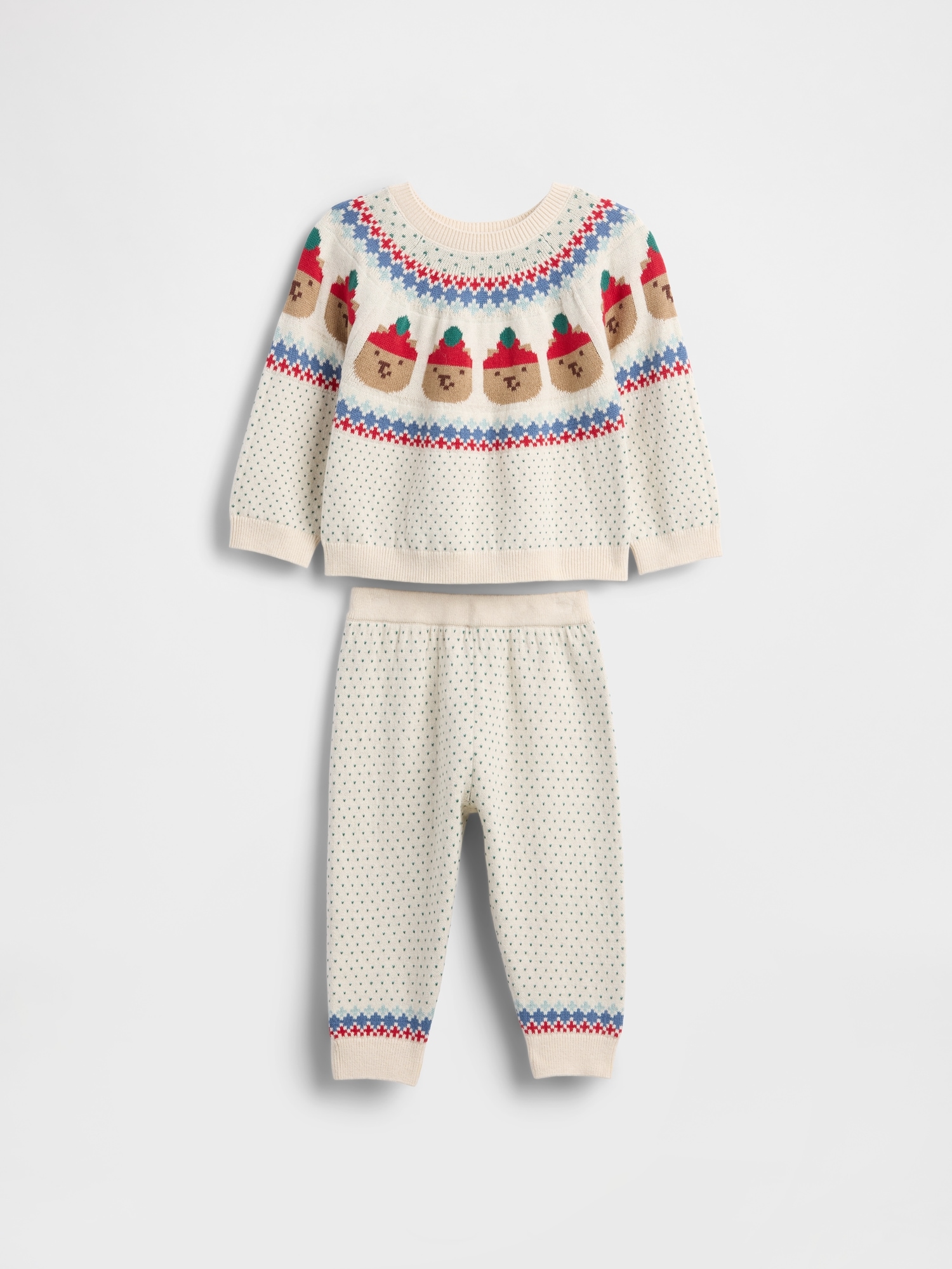 Baby Bear Fair Isle Sweater Outfit Set