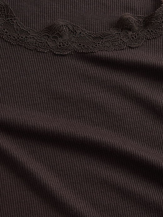 Image number 4 showing, Mini Rib Lace-Trim PJ Top