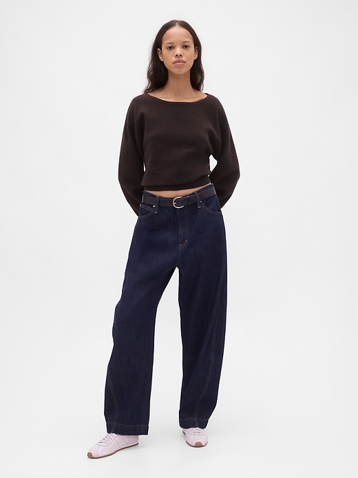 Image number 2 showing, CashSoft Stretch Lantern-Sleeve Crop Sweater