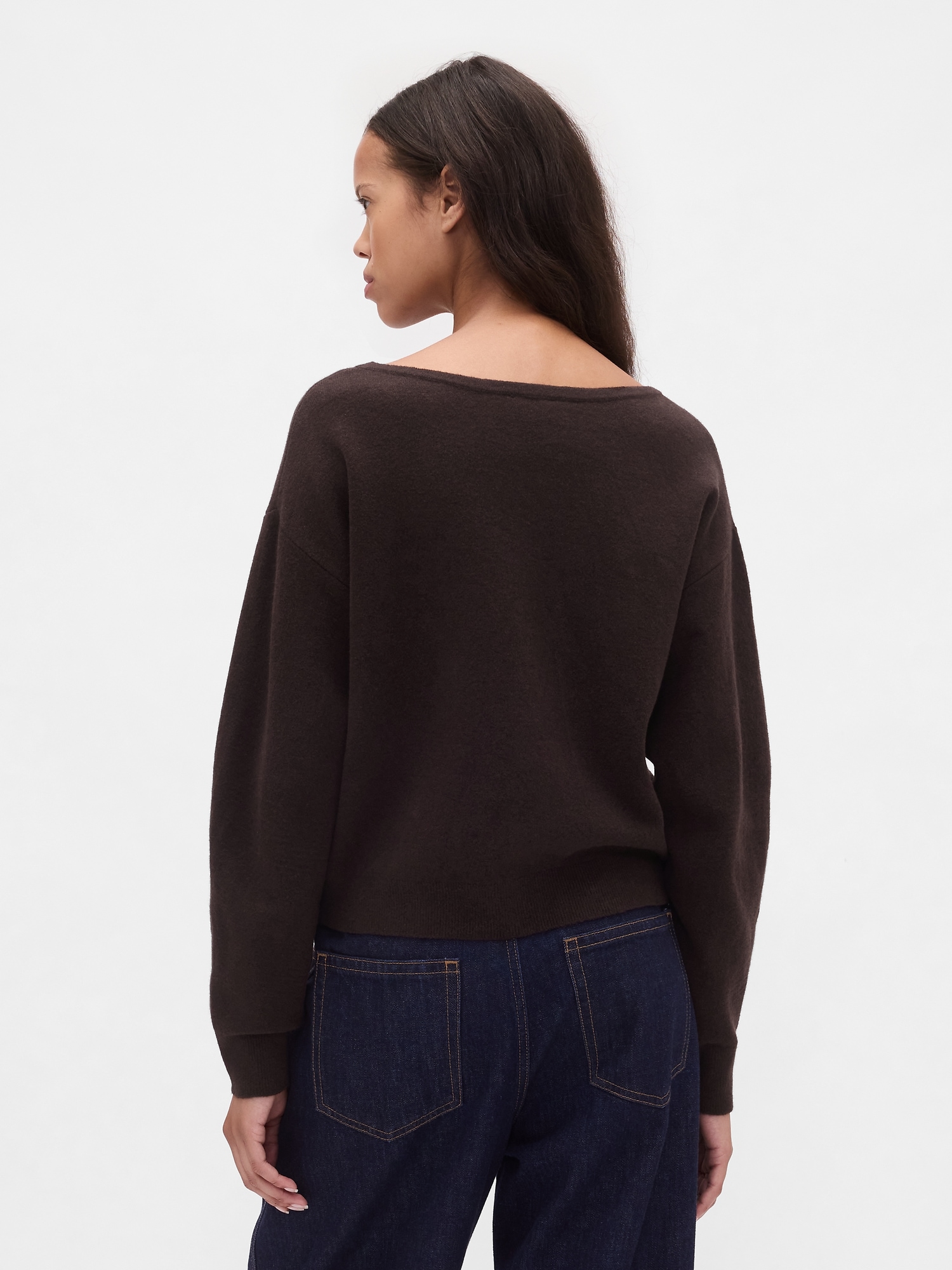 CashSoft Stretch Lantern-Sleeve Crop Sweater | Gap
