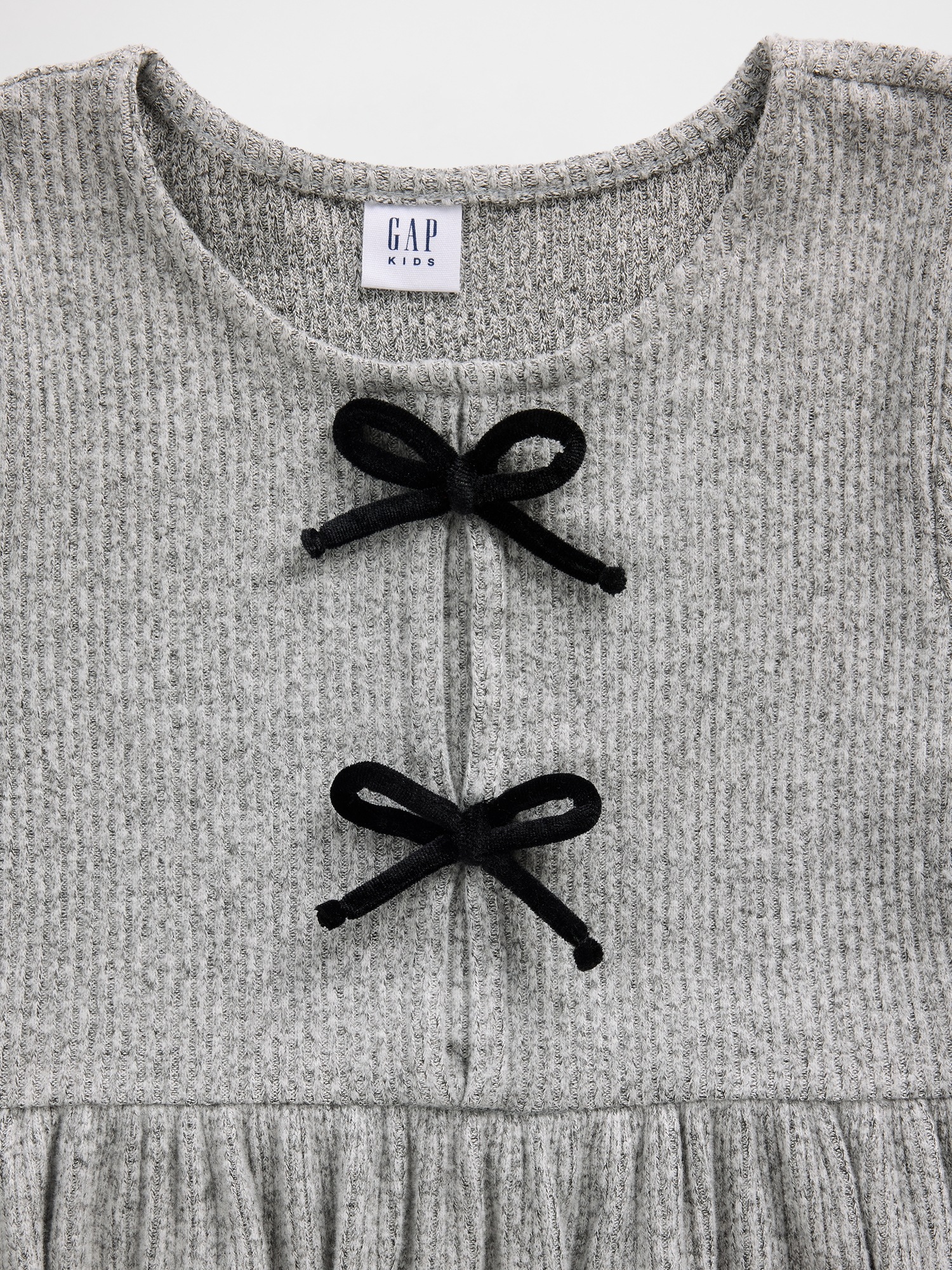 Kids Softspun Rib Bow-Front Dress