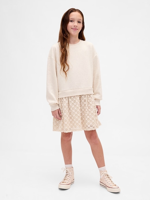 Image number 1 showing, Kids Oversized Mixed Media Sweatshirt Dress