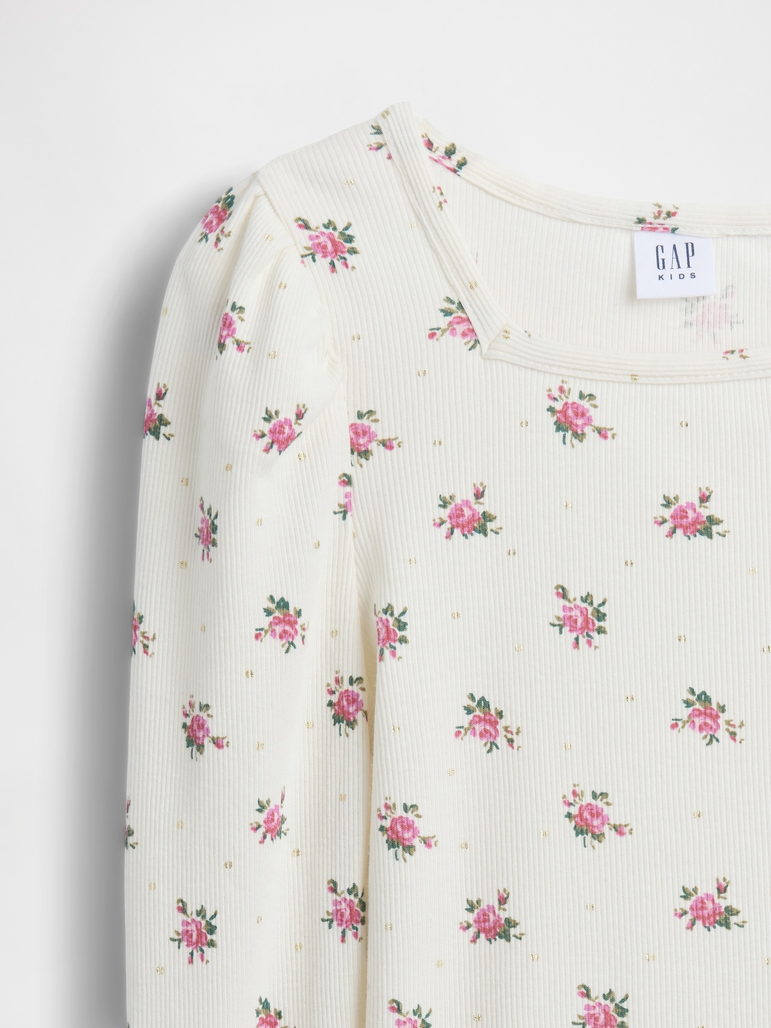 Kids Rib Puff-Sleeve Top