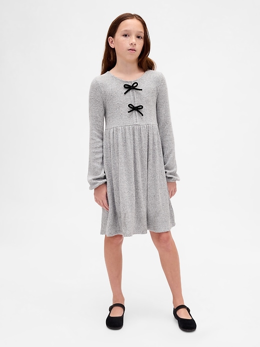 Image number 1 showing, Kids Softspun Rib Bow-Front Dress