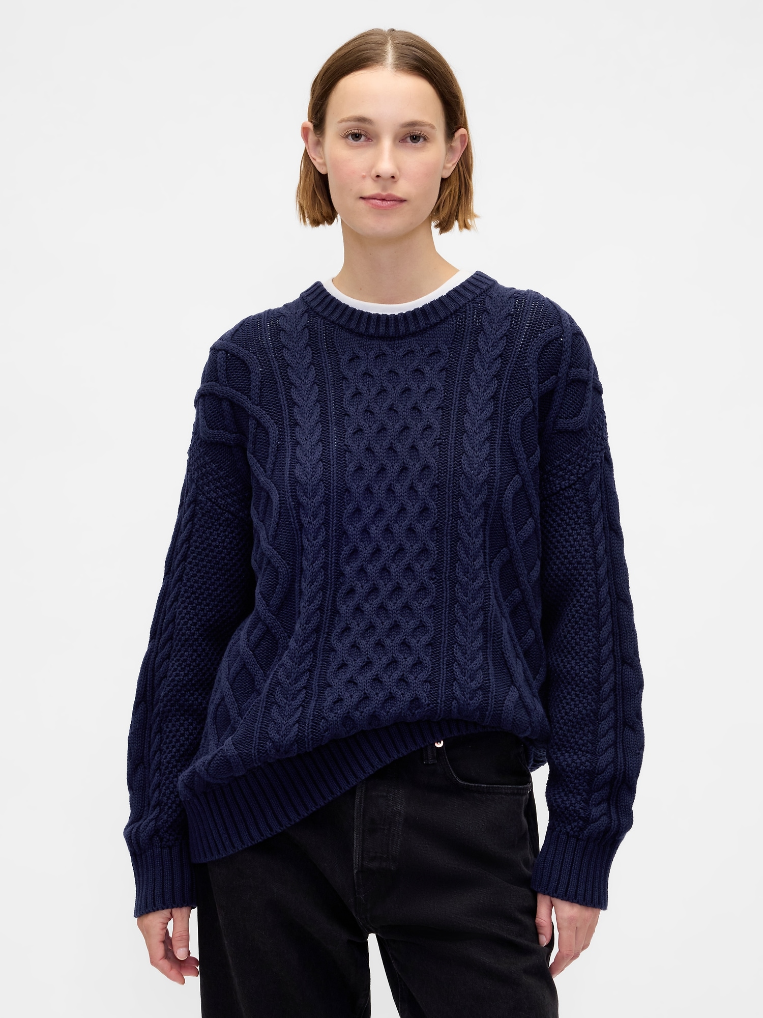 100% Cotton Oversized Cable-Knit Sweater | Gap