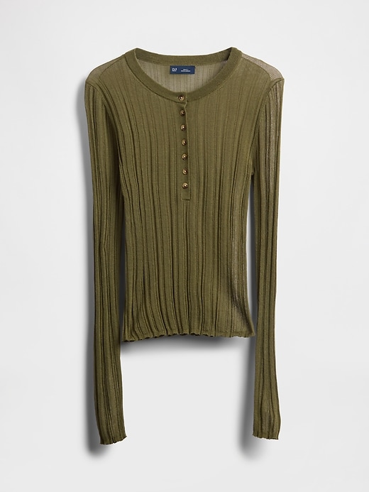 Image number 5 showing, Sheer Rib Henley Sweater