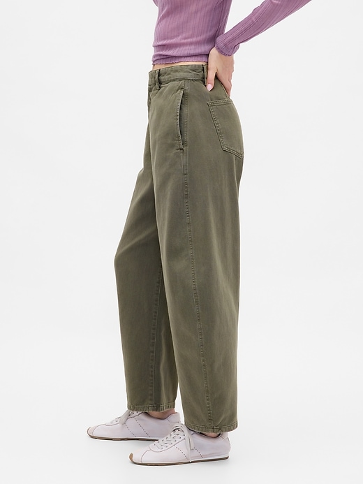 Image number 3 showing, Mid Rise Twill Barrel Pants
