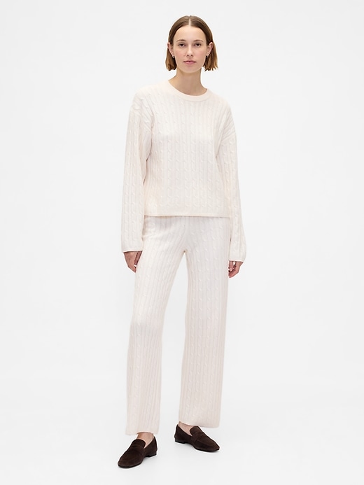 Image number 1 showing, CashSoft Cable-Knit Sweater Pants