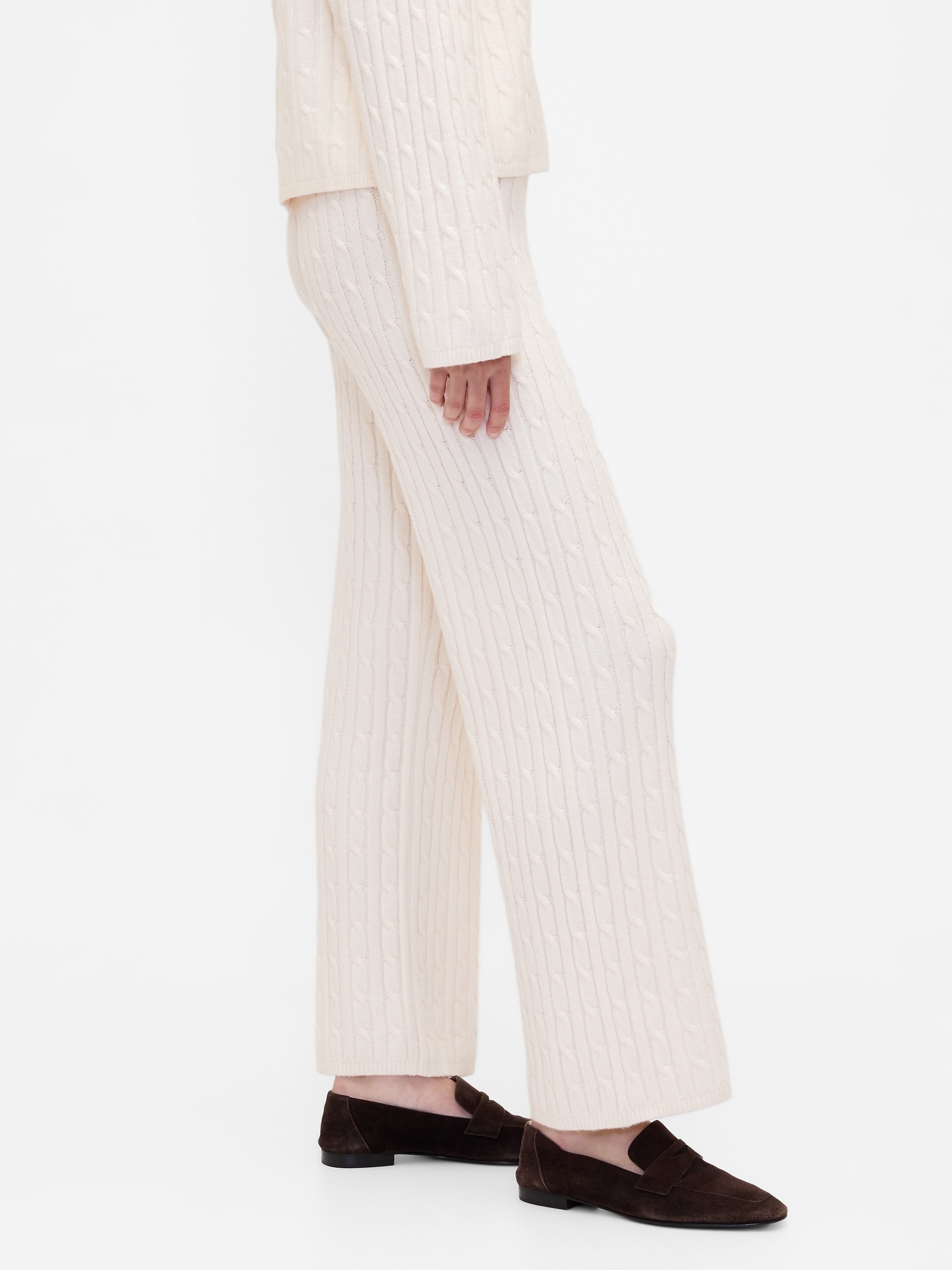 CashSoft Cable-Knit Sweater Pants