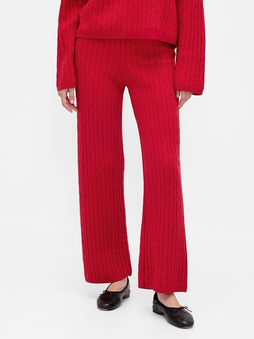Image number 2 showing, CashSoft Cable-Knit Sweater Pants
