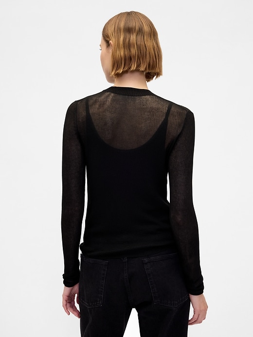 Image number 3 showing, High-Neck Sheer Sweater