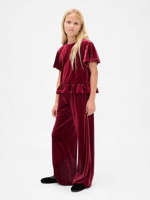 Image number 1 showing, Kids Velvet Wide-Leg Pants