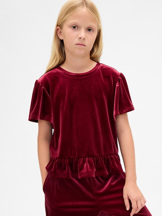 Image number 1 showing, Kids Velour Peplum Top