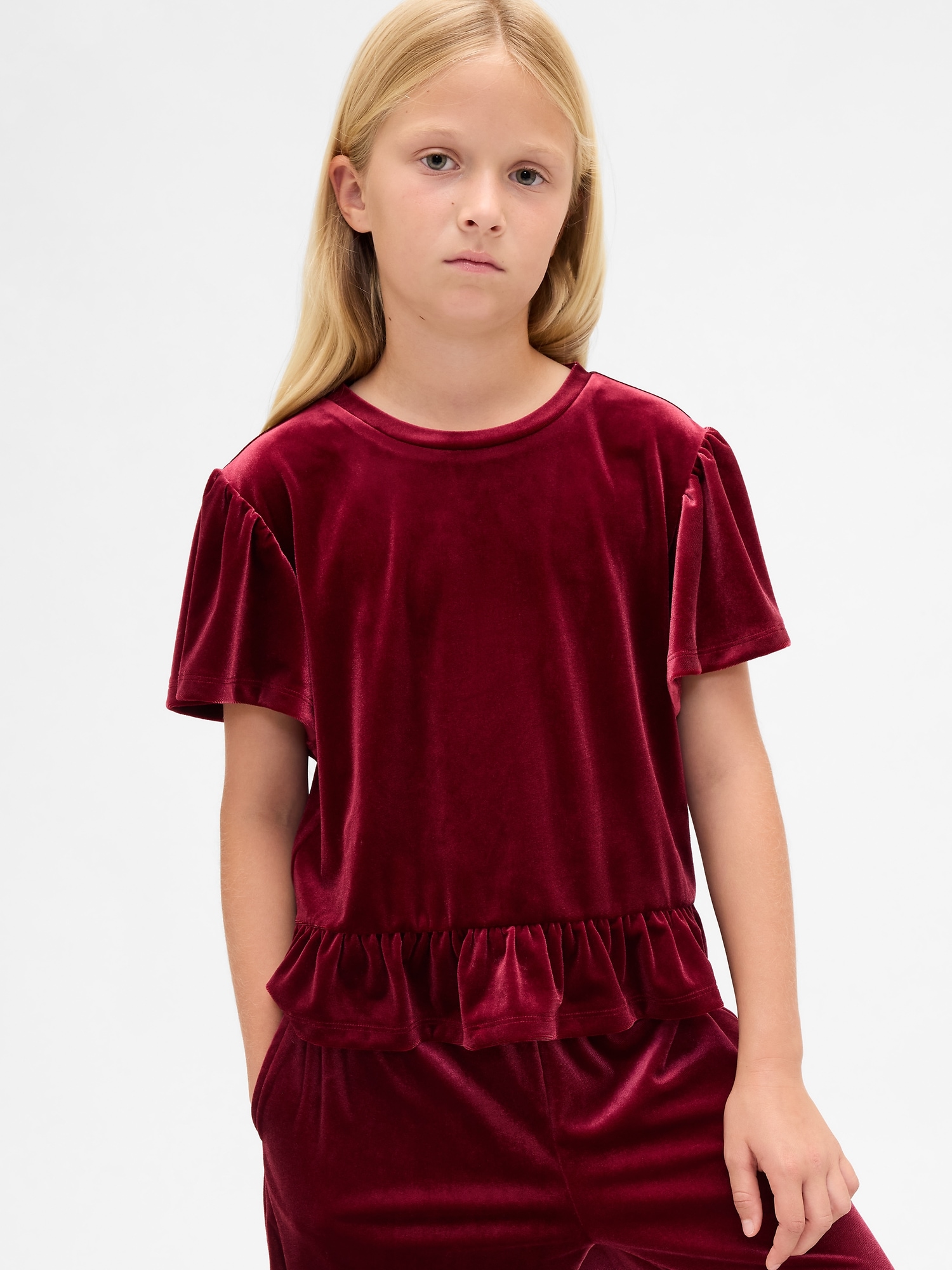 Kids Velour Peplum Top