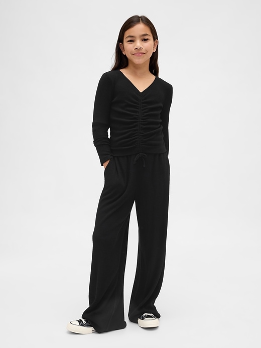 Image number 1 showing, Kids Softspun Rib Wide-Leg Pants