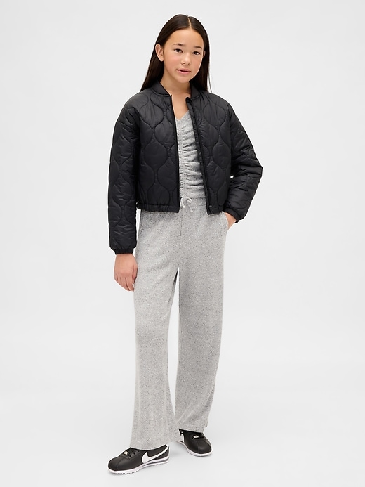 Image number 1 showing, Kids Softspun Rib Wide-Leg Pants