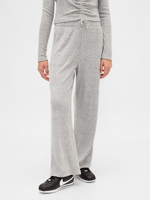 Image number 3 showing, Kids Softspun Rib Wide-Leg Pants