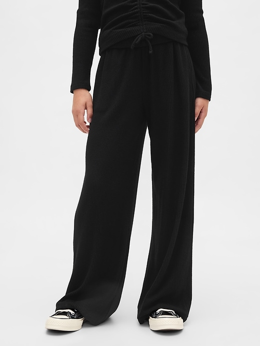 Image number 3 showing, Kids Softspun Rib Wide-Leg Pants