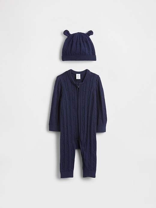 Image number 1 showing, Baby Cable-Knit One-Piece Outfit Set
