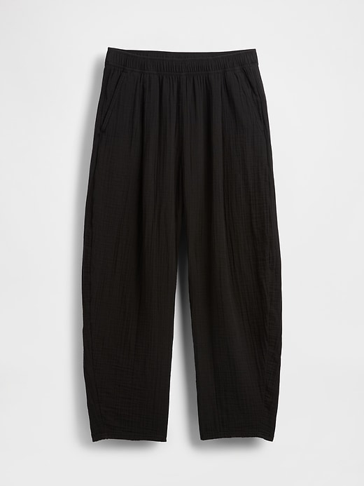 L'image numéro 5 présente Pantalon décontracté coupe baril en gaze de coton