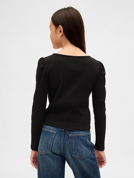Image number 3 showing, Kids Rib Puff-Sleeve Top