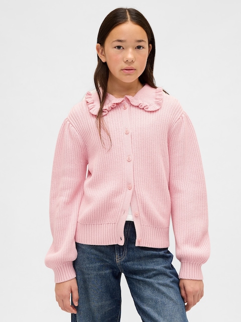 Kids Ruffle Collar Cardigan