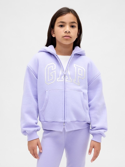 Image number 1 showing, Kids Sherpa-Lined Graphic Logo Hoodie